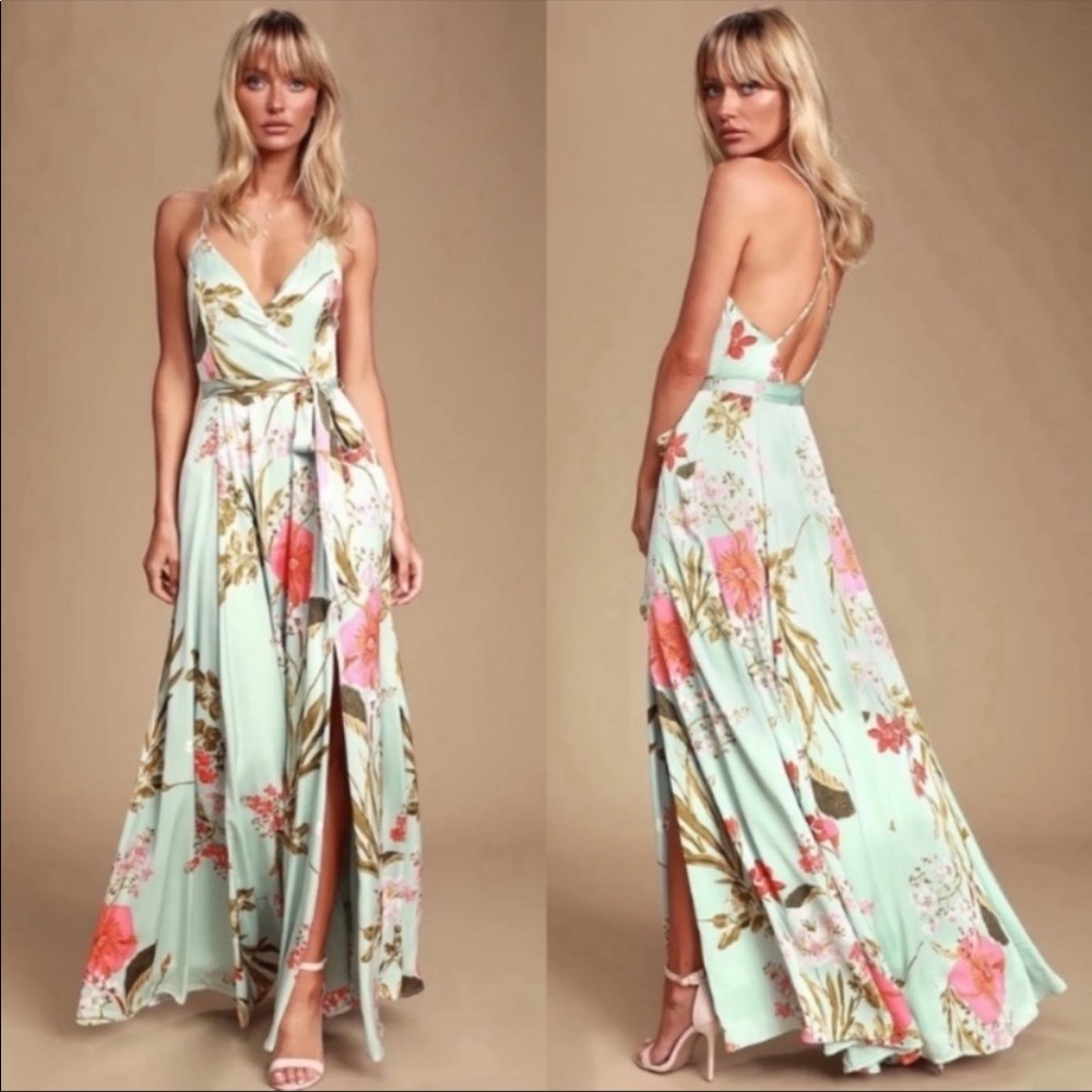 Lulus Still the One sage green floral print maxi dress